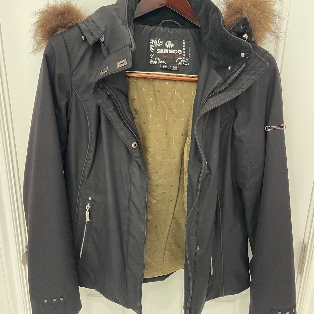 SUNICE / Winter Fur Hooded Jacket (deluxe Collection) Black Size 8 - Picture 4 of 9